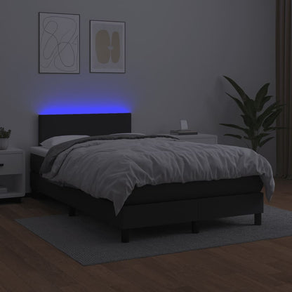 Boxspring met matras en LED kunstleer zwart 120x190 cm