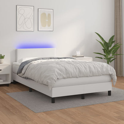 Boxspring met matras en LED kunstleer wit 120x190 cm 120 x 190 cm Wit