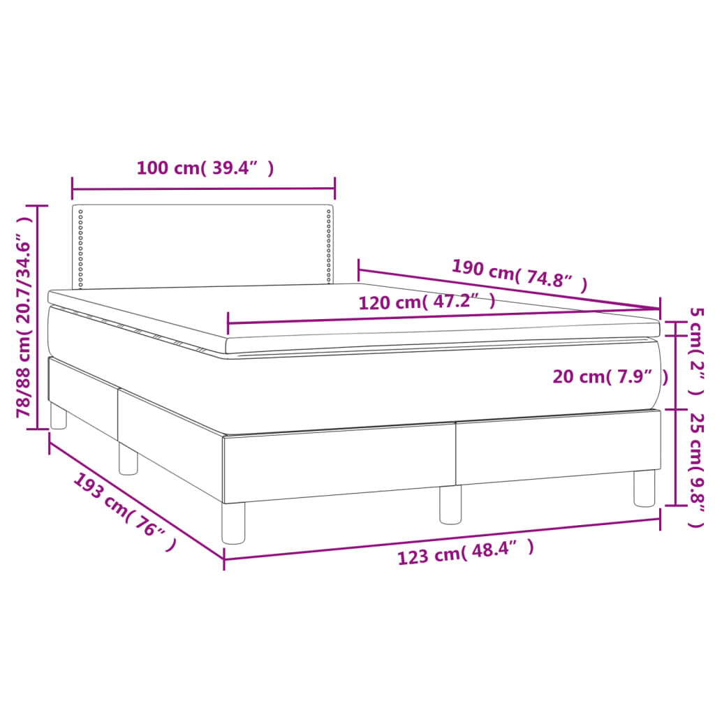 Boxspring met matras en LED kunstleer wit 120x190 cm 120 x 190 cm Wit