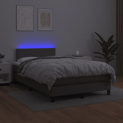 Boxspring met matras en LED kunstleer grijs 120x190 cm 120 x 190 cm Grijs