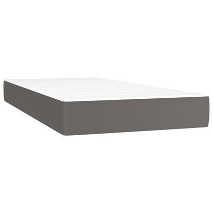 Boxspring met matras en LED kunstleer grijs 120x190 cm 120 x 190 cm Grijs