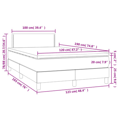 Boxspring met matras en LED kunstleer grijs 120x190 cm 120 x 190 cm Grijs