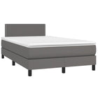 Boxspring met matras en LED kunstleer grijs 120x190 cm 120 x 190 cm Grijs