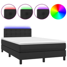 Boxspring met matras en LED kunstleer zwart 120x190 cm 120 x 190 cm Knopen
