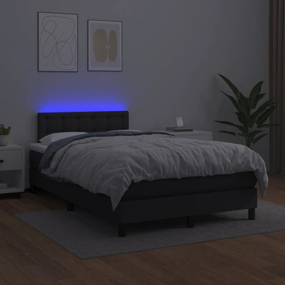 Boxspring met matras en LED kunstleer zwart 120x190 cm 120 x 190 cm Knopen