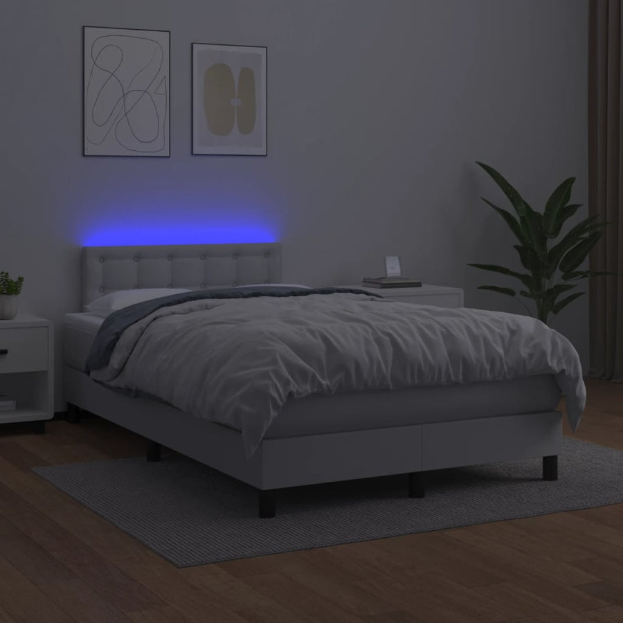 Boxspring met matras en LED kunstleer zwart 120x190 cm 120 x 190 cm Knopen
