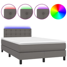Boxspring met matras en LED kunstleer grijs 120x190 cm 120 x 190 cm Grijs