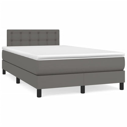 Boxspring met matras en LED kunstleer grijs 120x190 cm 120 x 190 cm Grijs