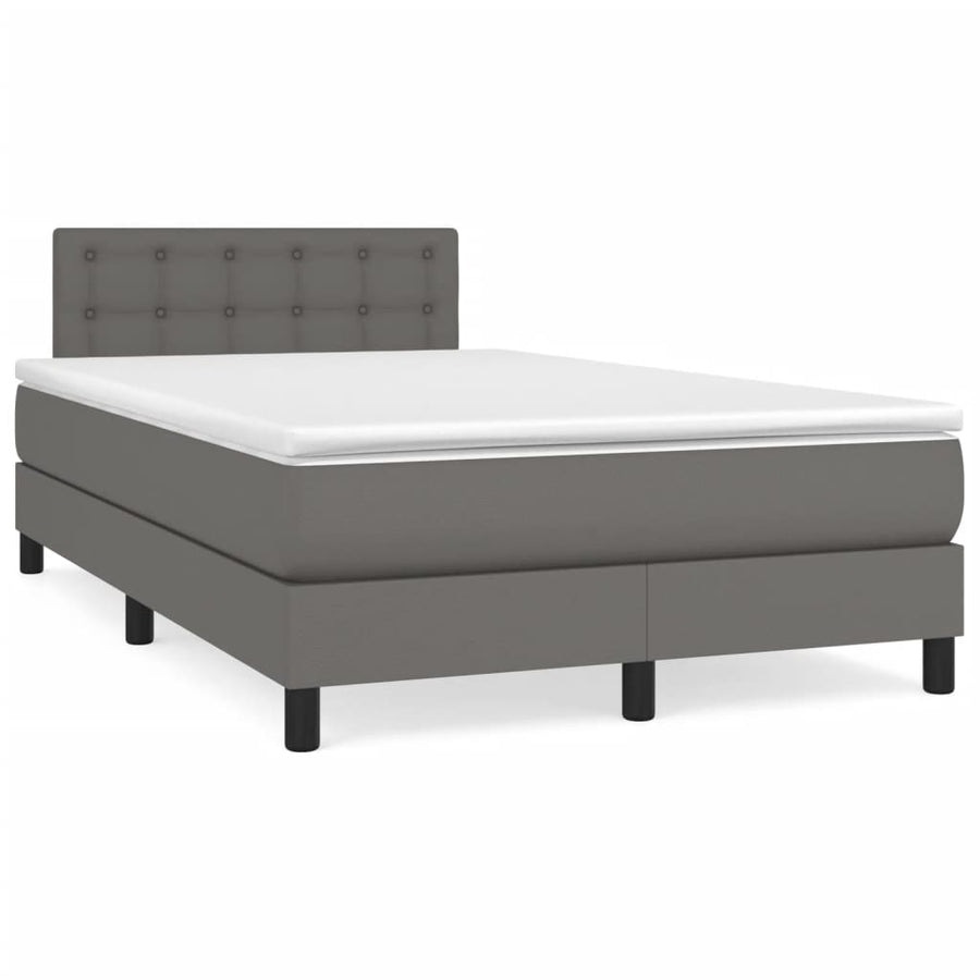 Boxspring met matras en LED kunstleer grijs 120x190 cm 120 x 190 cm Grijs