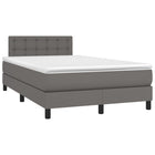 Boxspring met matras en LED kunstleer grijs 120x190 cm 120 x 190 cm Grijs