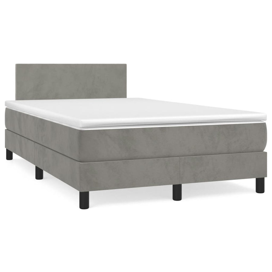 Boxspring met matras en LED fluweel lichtgrijs 120x190 cm 120 x 190 cm Effen ontwerp
