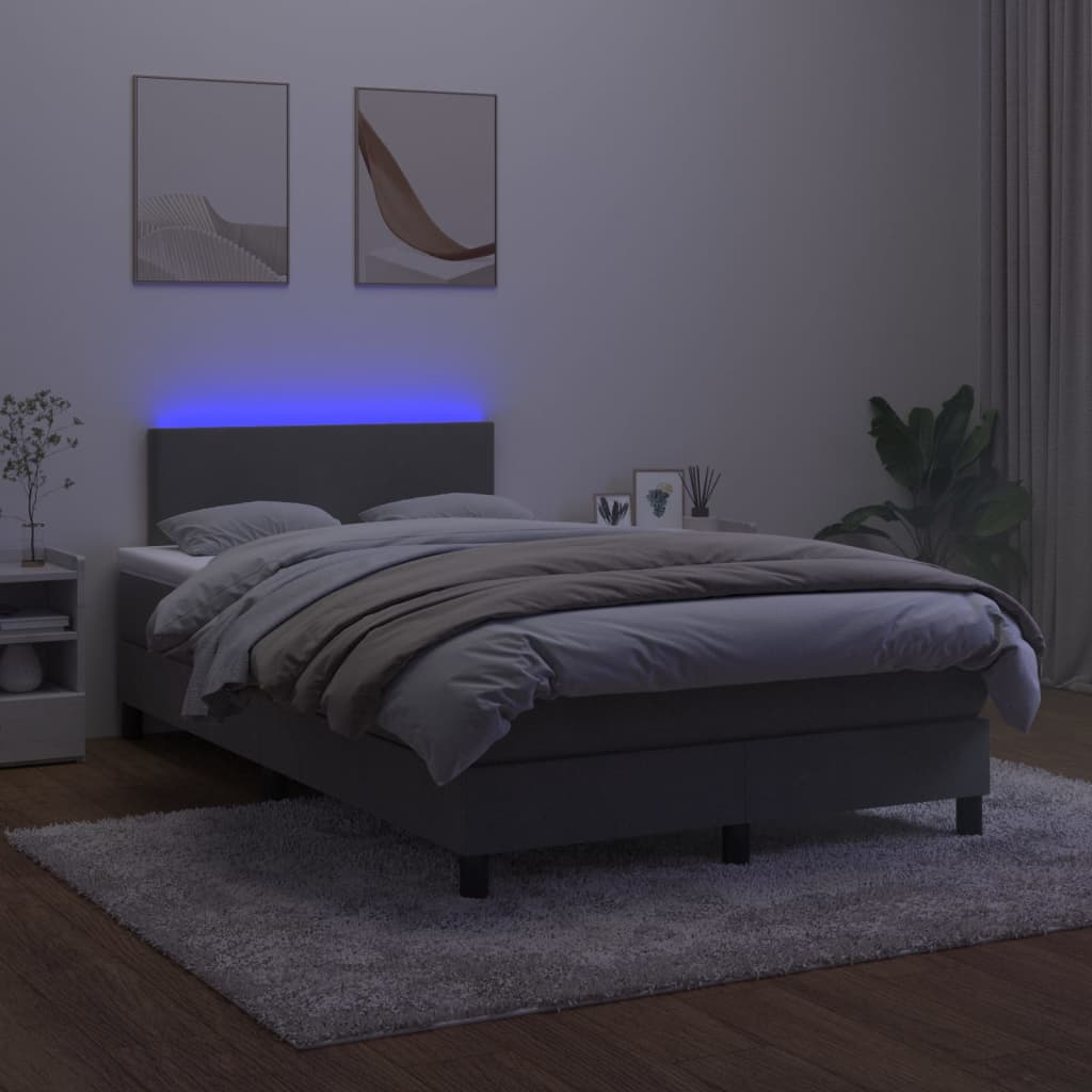 Boxspring met matras en LED fluweel donkergrijs 120x190 cm 120 x 190 cm Effen ontwerp