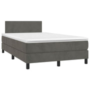 Boxspring 120x190 cm donkergrijs fluweel met matras en LED
