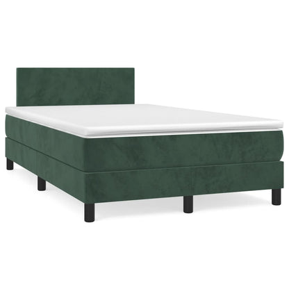 Boxspring met matras en LED fluweel donkergroen 120x190 cm 120 x 190 cm Donkergroen