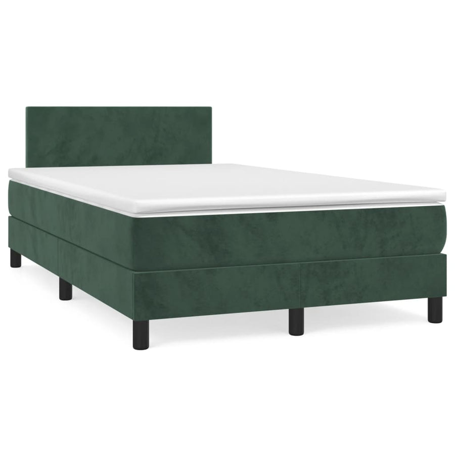 Boxspring met matras en LED fluweel donkergroen 120x190 cm 120 x 190 cm Donkergroen