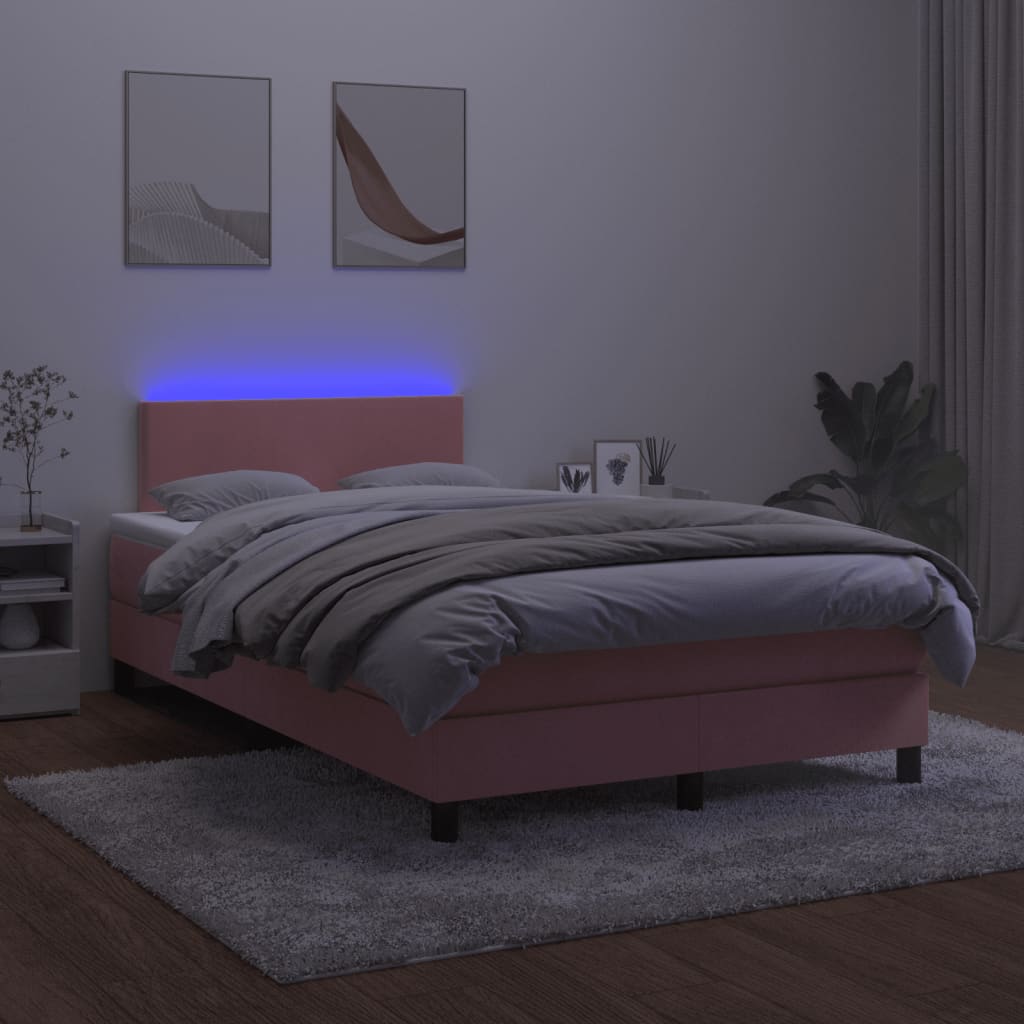 Boxspring met matras en LED fluweel roze 120x190 cm 120 x 190 cm Roze
