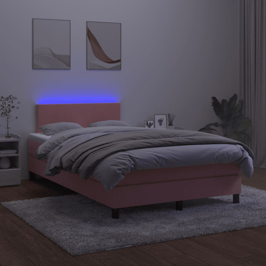 Boxspring met matras en LED fluweel roze 120x190 cm 120 x 190 cm Roze