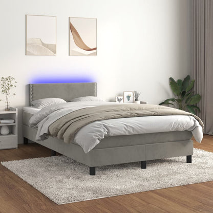 Boxspring met matras en LED fluweel lichtgrijs 120x190 cm 120 x 190 cm Lichtgrijs