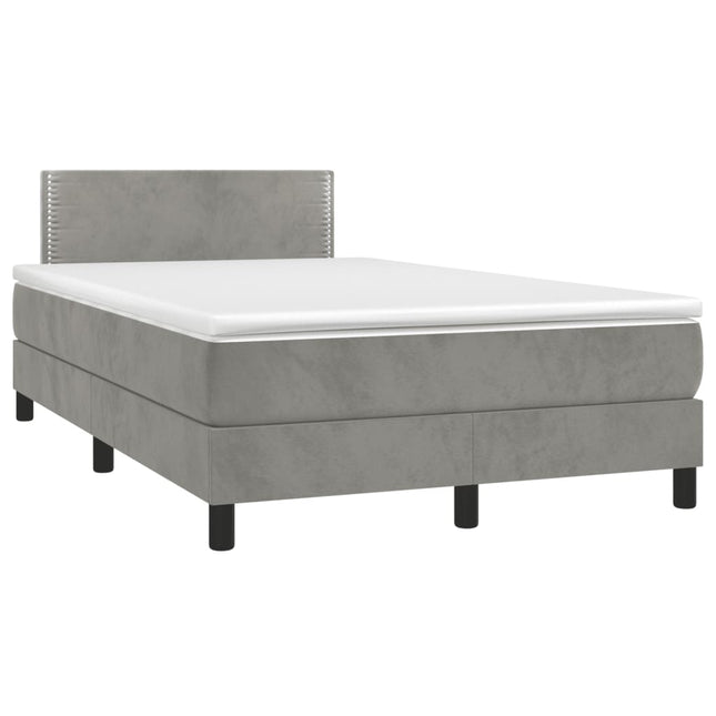 Boxspring met matras en LED fluweel lichtgrijs 120x190 cm 120 x 190 cm Lichtgrijs