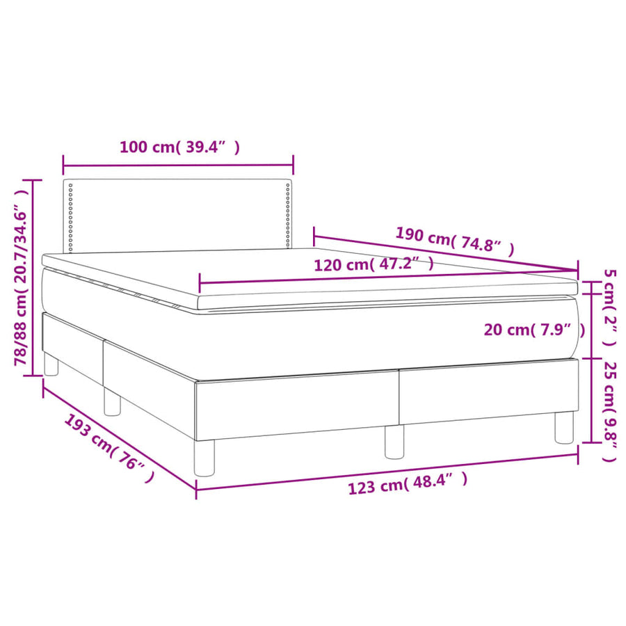 Boxspring met matras en LED fluweel donkergrijs 120x190 cm 120 x 190 cm Donkergrijs