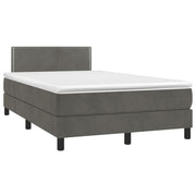 Box spring bed with mattress and LED velvet dark grey 120x190 cm