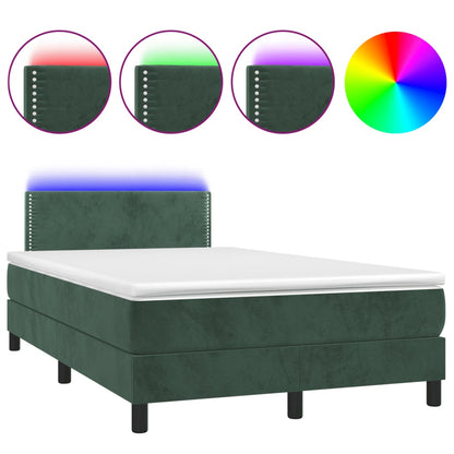 Boxspring met matras en LED fluweel donkergroen 120x190 cm 120 x 190 cm Donkergroen