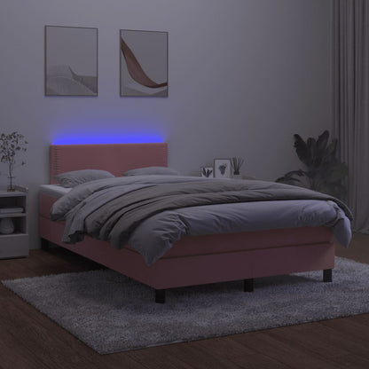 Boxspring met matras en LED fluweel roze 120x190 cm 120 x 190 cm Roze