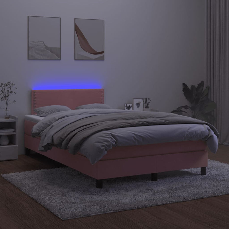 Boxspring met matras en LED fluweel roze 120x190 cm 120 x 190 cm Roze