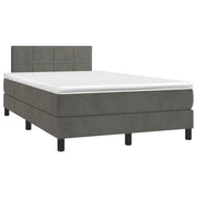 Boxspring met matras 120x190 cm donkergrijs fluweel LED