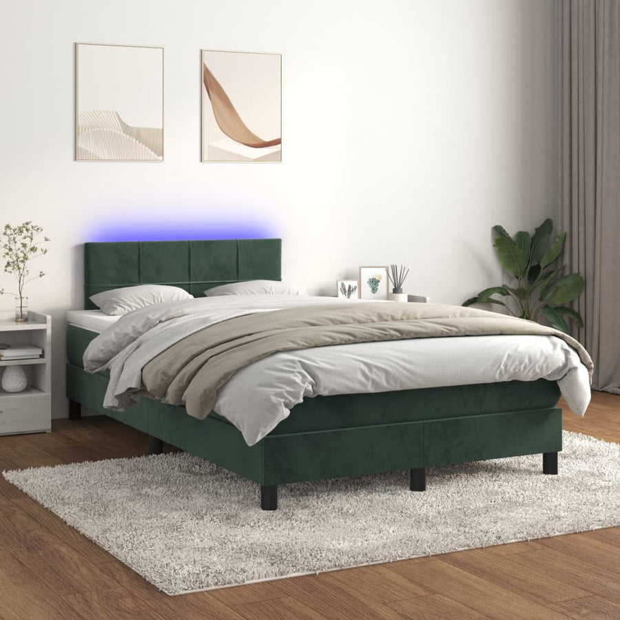 Boxspring met matras en LED fluweel donkergroen 120x190 cm 120 x 190 cm Donkergroen