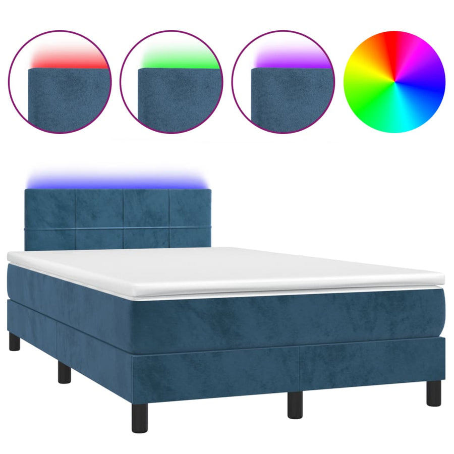 Boxspring met matras en LED fluweel donkerblauw 120x190 cm 120 x 190 cm Donkerblauw