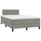 Boxspring 120x190 cm lichtgrijs fluweel met matras en LED