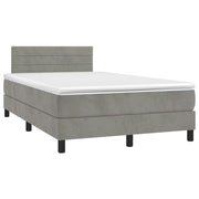 Boxspring 120x190 cm lichtgrijs fluweel met matras en LED