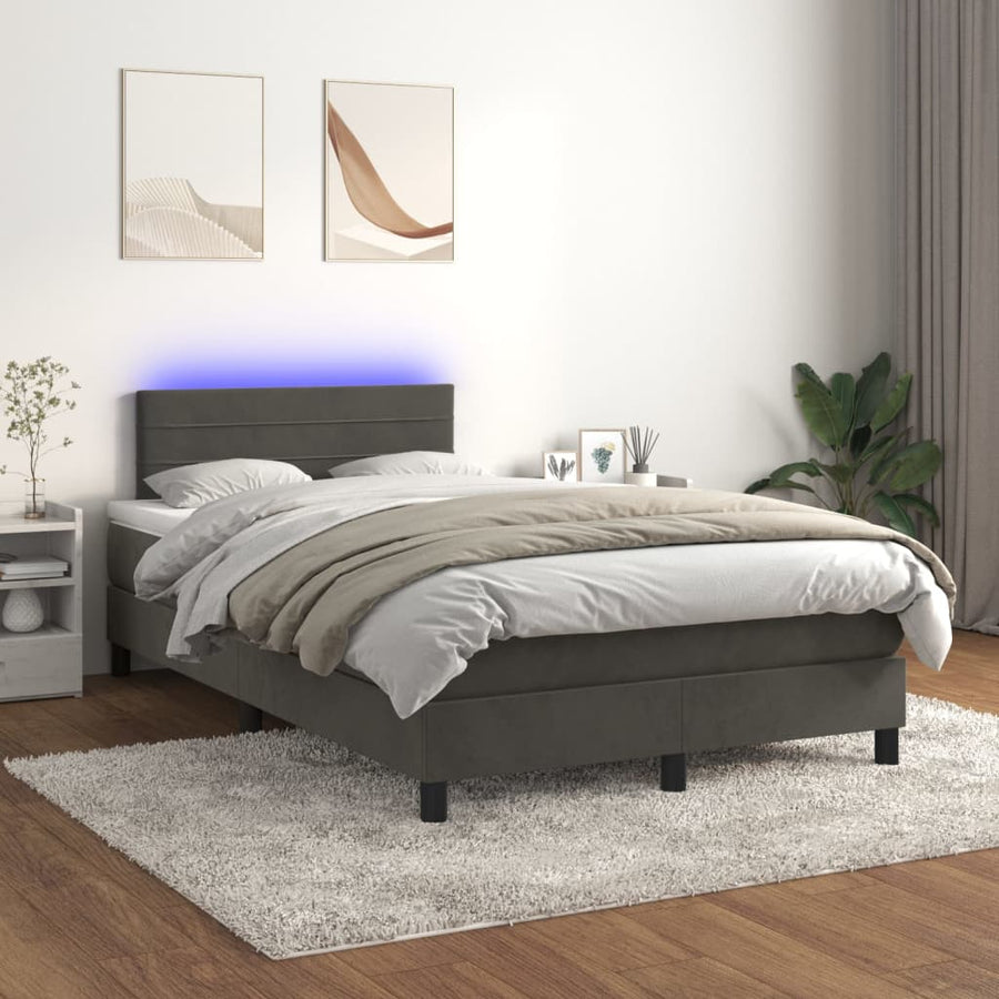 Boxspring met matras en LED fluweel donkergrijs 120x190 cm 120 x 190 cm Donkergrijs