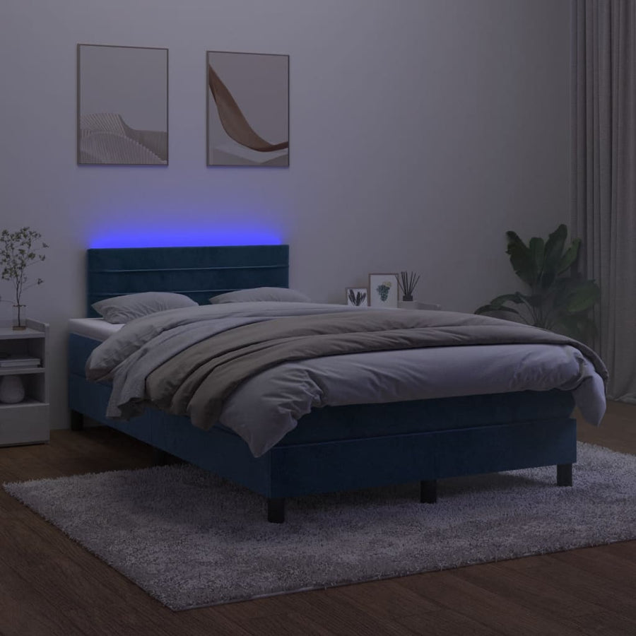Boxspring met matras en LED fluweel donkerblauw 120x190 cm 120 x 190 cm Donkerblauw