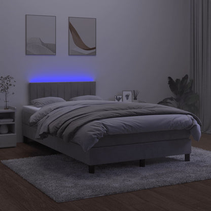 Boxspring met matras en LED fluweel lichtgrijs 120x190 cm 120 x 190 cm Lichtgrijs