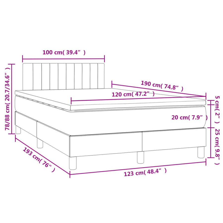 Boxspring met matras en LED fluweel lichtgrijs 120x190 cm 120 x 190 cm Lichtgrijs