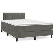 Box spring bed with mattress and LED velvet dark grey 120x190 cm