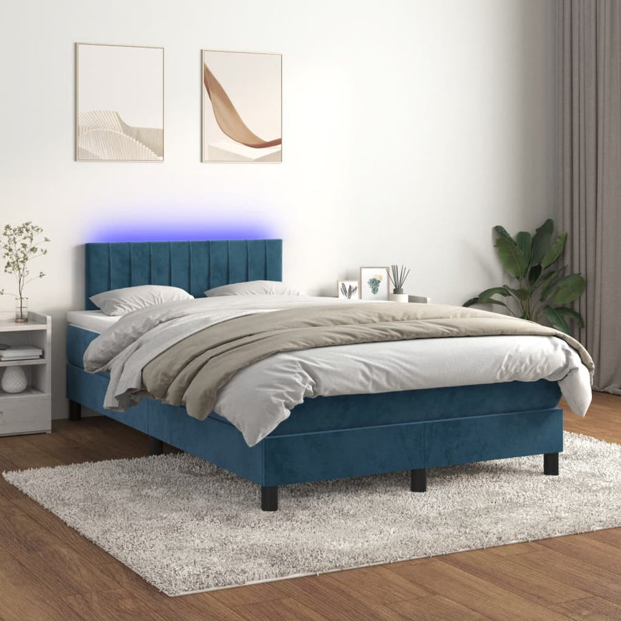 Boxspring met matras en LED fluweel donkerblauw 120x190 cm 120 x 190 cm Donkerblauw