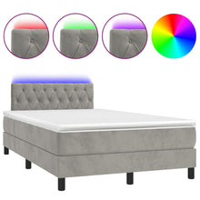 Boxspring met matras en LED fluweel lichtgrijs 120x190 cm 120 x 190 cm Lichtgrijs