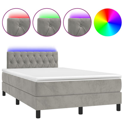 Boxspring met matras en LED fluweel lichtgrijs 120x190 cm 120 x 190 cm Lichtgrijs