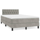 Boxspring met matras en LED fluweel lichtgrijs 120x190 cm 120 x 190 cm Lichtgrijs