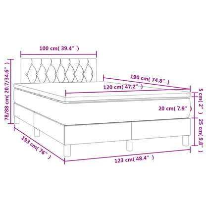 Boxspring met matras en LED fluweel donkergrijs 120x190 cm 120 x 190 cm Donkergrijs