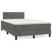 Boxspring 120x190 cm donkergrijs fluweel met matras en LED