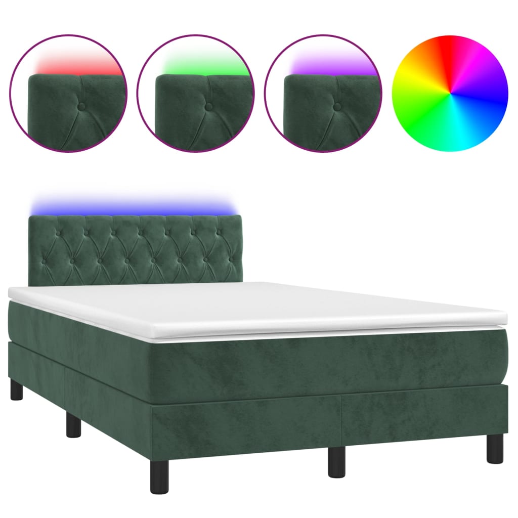 Boxspring met matras en LED fluweel donkergroen 120x190 cm 120 x 190 cm Getuft ontwerp
