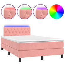 Boxspring met matras en LED fluweel roze 120x190 cm