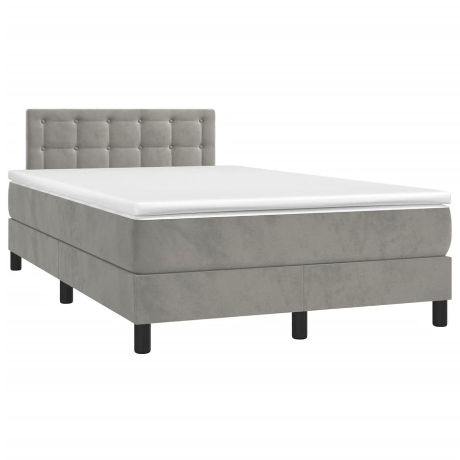 Boxspring met matras en LED fluweel lichtgrijs 120x190 cm