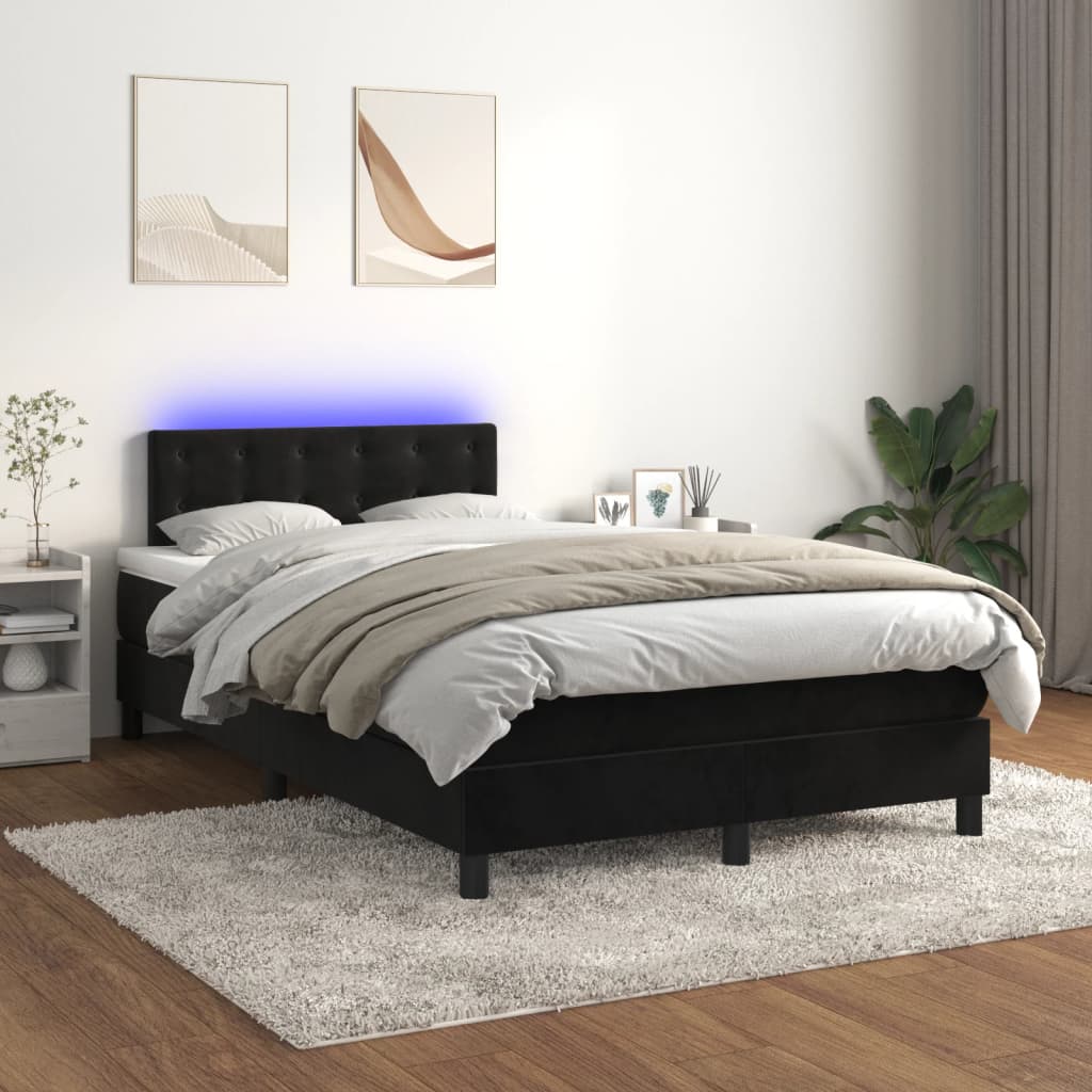 Boxspring met matras en LED fluweel zwart 120x190 cm 120 x 190 cm Zwart