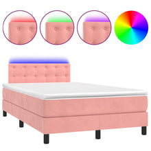 Boxspring met matras en LED fluweel roze 120x190 cm