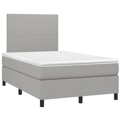 Boxspring met matras en LED stof lichtgrijs 120x190 cm 120 x 190 cm Effen ontwerp